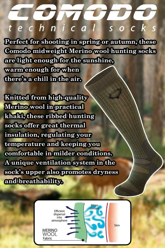 COMODO - Unisex Thick Long Merino Wool Outdoor Socks - Image 3 of 4