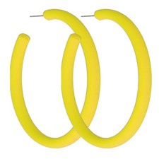 Retro Neon Yellow Acrylic Large Hoop Earrings - 80s 90s Style Colorful Big Hoop