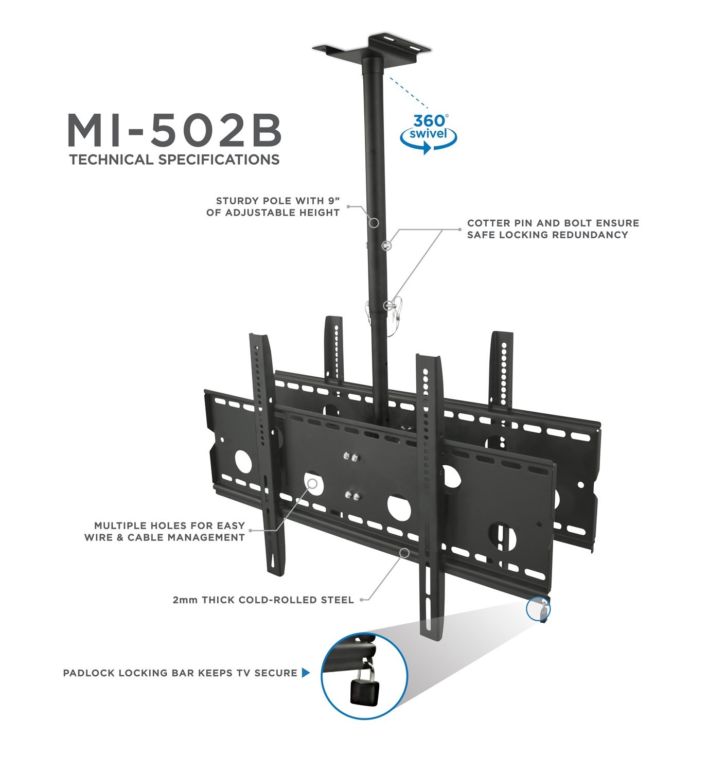 Mount-It Dual TV Ceiling Mount Rotating and Tilting Double TV Ceiling Mount f...