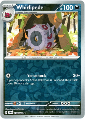 ポケットモンスター Whirlipede ポケモン POCKET MONSTER Whirlipede (Reverse Holo) - 055/086 - Black Bolt - NM/M - Pokemon