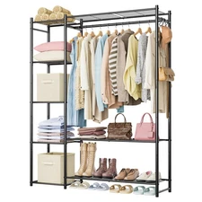 Wardrobe Closet,Portable Clothes Rack with 4 Tiers Shelves,Freestanding Close...
