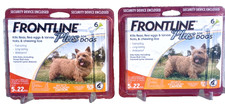2 PACK Frontline Plus Flea and Tick Treatment for Small Dogs 5-22 LBs 6 Doses ea