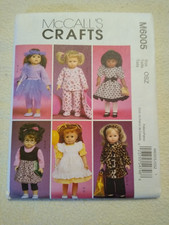 McCall's M6005 18" Doll Clothes 12 Various Styles with Accessories Uncut
