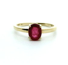 9ct Yellow Gold Ring Size S Rubellite Stone UK Hallmarked Certification 2.2g