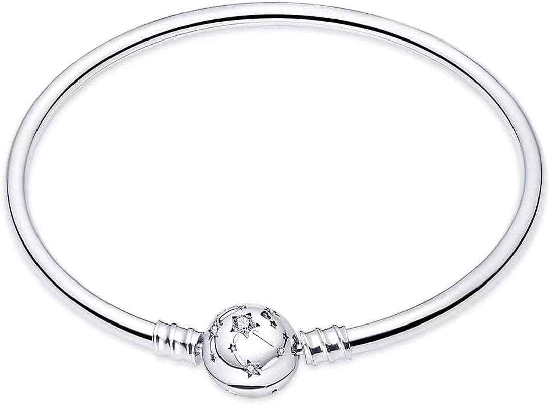 925 Sterling Silver Snake Chain Bracelet Fully with Pandora Charms, with Mick...