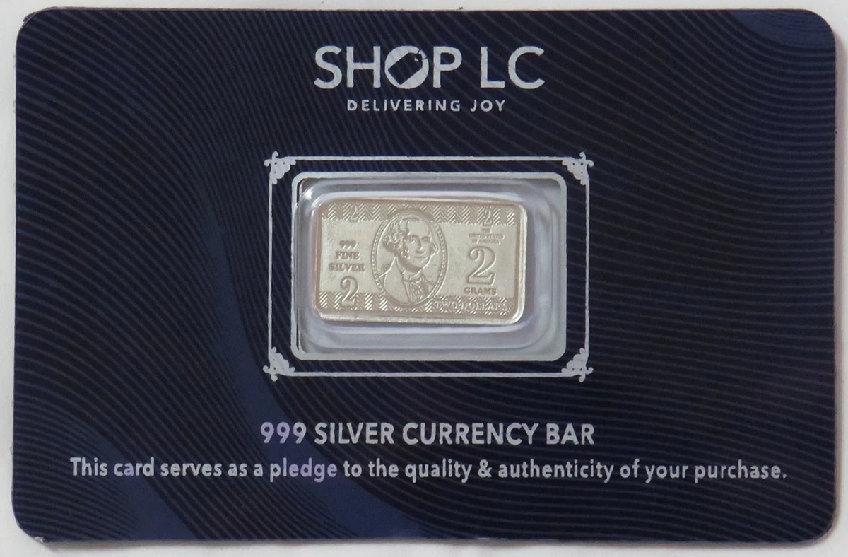 Bar .999 Fineness Silver Bullion Rounds 2 g Precious Metal Content