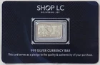 CURRENCY BAR SILVER 2g 999 2 GRAMS FINE ART BAR SHOP LC