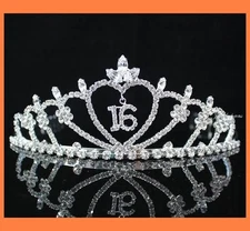 SWEET SIXTEEN 16 RHINESTONE TIARA CROWN WITH COMBS PARTY FASHION JEWELRY T538