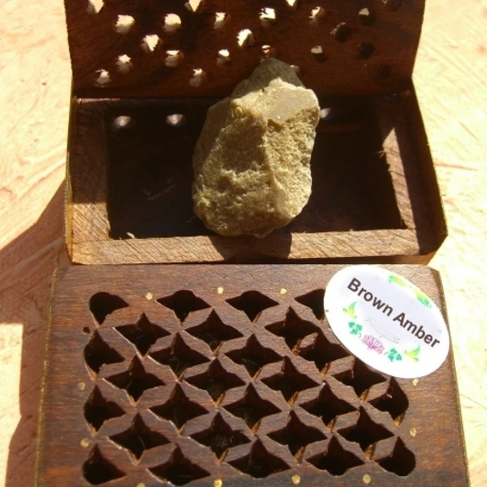 Amber Kristall Holz Kästchen Natur Pflanzlich Parfum Duft Crystal Amberstein ts - Bild 3 von 4