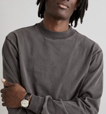 Madewell Men's Black Coal Garment-Dyed Mockneck Long-Sleeve Tee Sz S