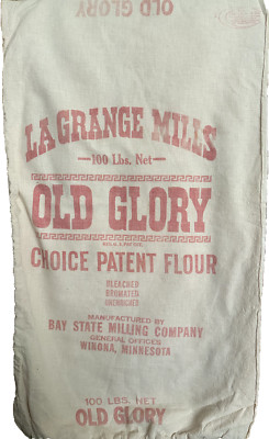 Vintage 100 lb La Grange Mills Old Glory Flour Bag