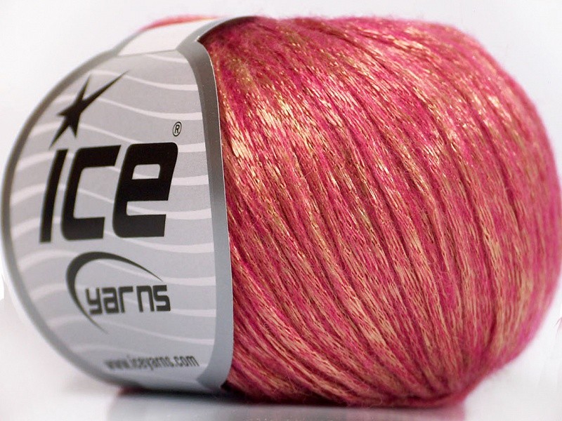 その他 ri Rock Star 51553 Gold Pink Shiny Soft Nylon Merino Wool Yarn 50g