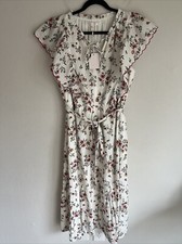 LC Lauren Conrad Scalloped Ruffle Sleeve Midi Dress Women 1X White