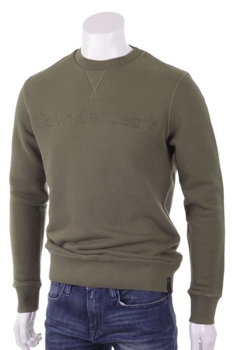 CK Calvin Klein Jeans Felpa Uomo Girocollo Verde Militare | eBay