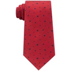TOMMY HILFIGER Red Navy Blue Americana Star Solid Tail Silk Twill Classic Tie