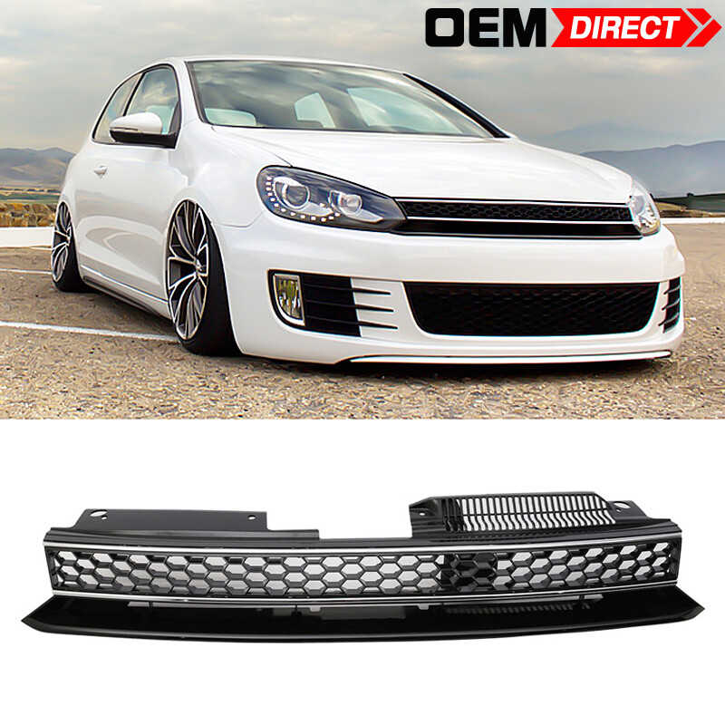 For 10-14 VW Golf MK6 GTI Style Front High Bar Black Chrome Hood