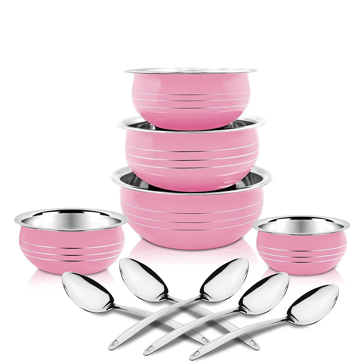 Acciaio Inox Rosa Confetto Induzione Fondo Handi Pentole L Set Di 10 PC