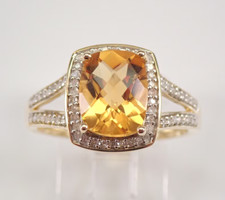 14K Yellow Gold Plated 4Ct Cushion Cut Lab Created Citrine Halo Wedding Ring