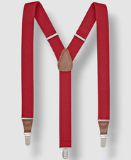 Club Room Men's Red Solid Elastic Stretch Metal Clip-On End Suspenders