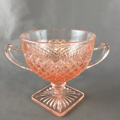 Vintage Anchor Hocking Miss America Pink Glass Open Sugar Bowl