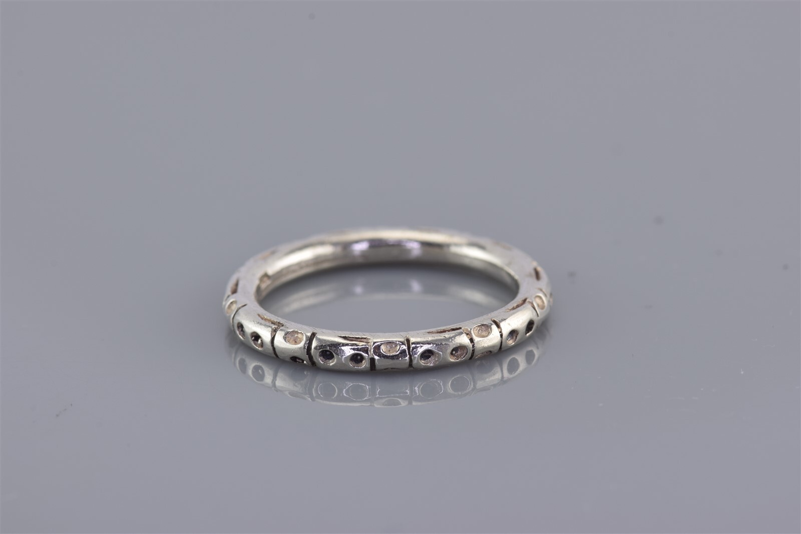 Sterling Silver Stackable Rounded Offset Dimples … - image 1