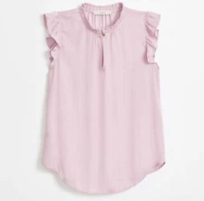LOFT Women's NWT Ruffle Split Neck Top - Orchid - Size XX Small