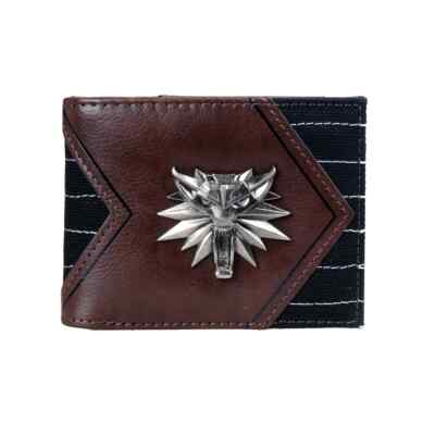 The Witcher Lion's Head 3D Metal Logo Inspired Mixed Material Bifold Wallet W/ID
