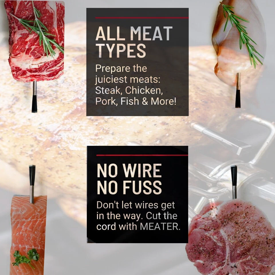 Smart Meat Thermometer with Bluetooth 165ft Wireless Range for The Oven Grill