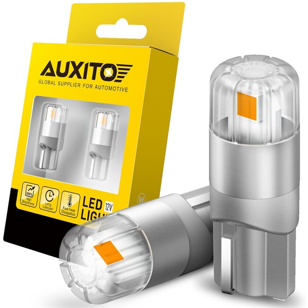 AUXITO 2PC 2825 LED Amber 168 T10 194 License Parking Side Marker Light Bulbs 2T