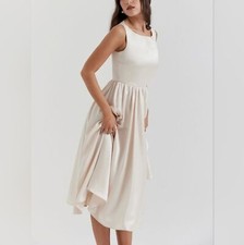 House of CB Shayla Dress Cream Satin Midi Dress New Without Tags Size Large