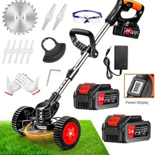 2500W Cordless Weed Eater Electric Brush Cutter Lawn Edger Grass String Trimmer