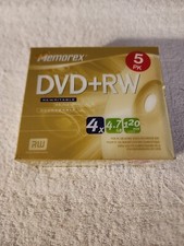 Memorex Rewritable DVD RW 5 Pack 4x 4.7 GB 120 Minutes Home Video Recorder