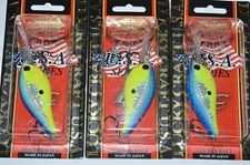 3 lures lucky craft lc2.0 xd 2 2/3" 3/5oz crankbait crack blue