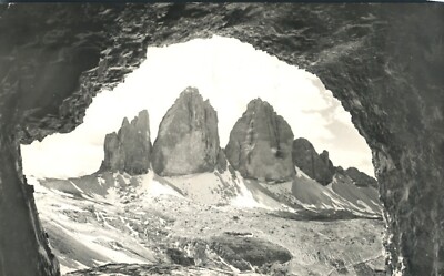 Tre Cime di Lavaredo Dolomite Mtns Bellune Italy 1955 RPPC Real Photo Postcard