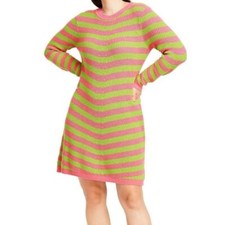 Victor Glemaud Target Womens Size 1X Pink Green Stripe Long Sleeve Sweater Dress