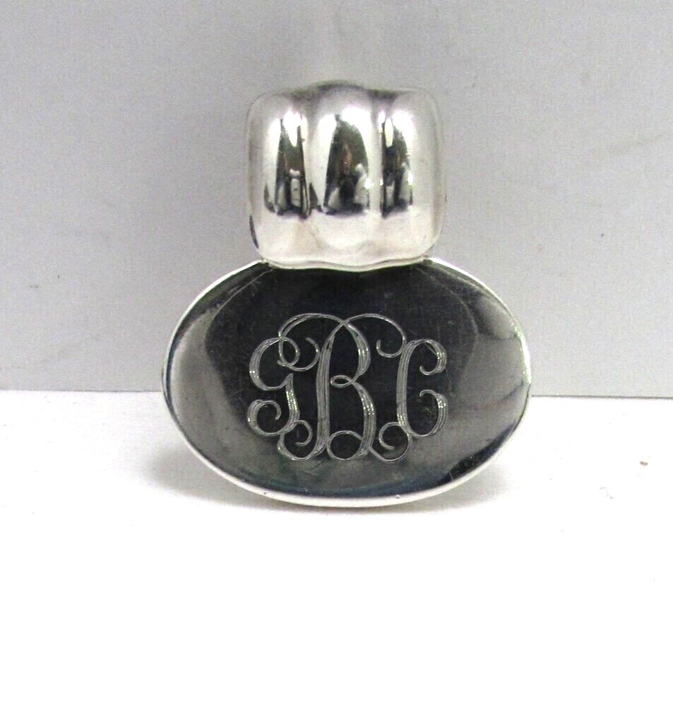 Vintage Sterling Silver Solid Engraved Monogramme… - image 1