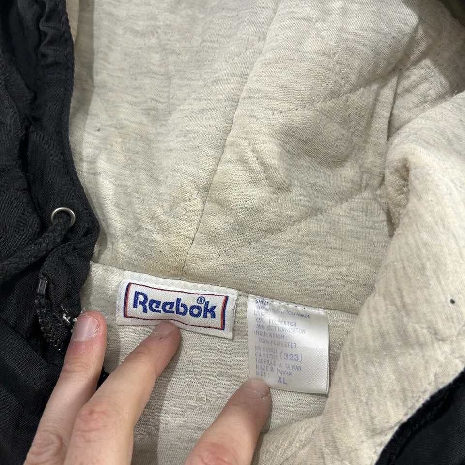 Chaqueta Reebok Vintage Años 90 Adulto Extra Grande Cremallera Completa Abrigo con Capucha Bolsillos Logo Foto 4 de 4