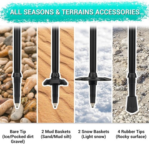 Trekking Poles for Hiking and Walking -Lightweight 7075 Aluminum with Metal Flip - Picture 5 of 6