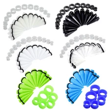 24PCS BIG GAUGES Stretching KIT Acrylic Tapers Thick Silicone Tunnels 00G-20mm