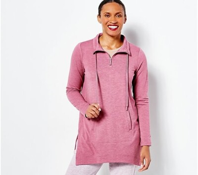 Susan Graver SG Sport Regular Cloud 9 Terry Tunic-Drk Rose Bush-XXS A468653