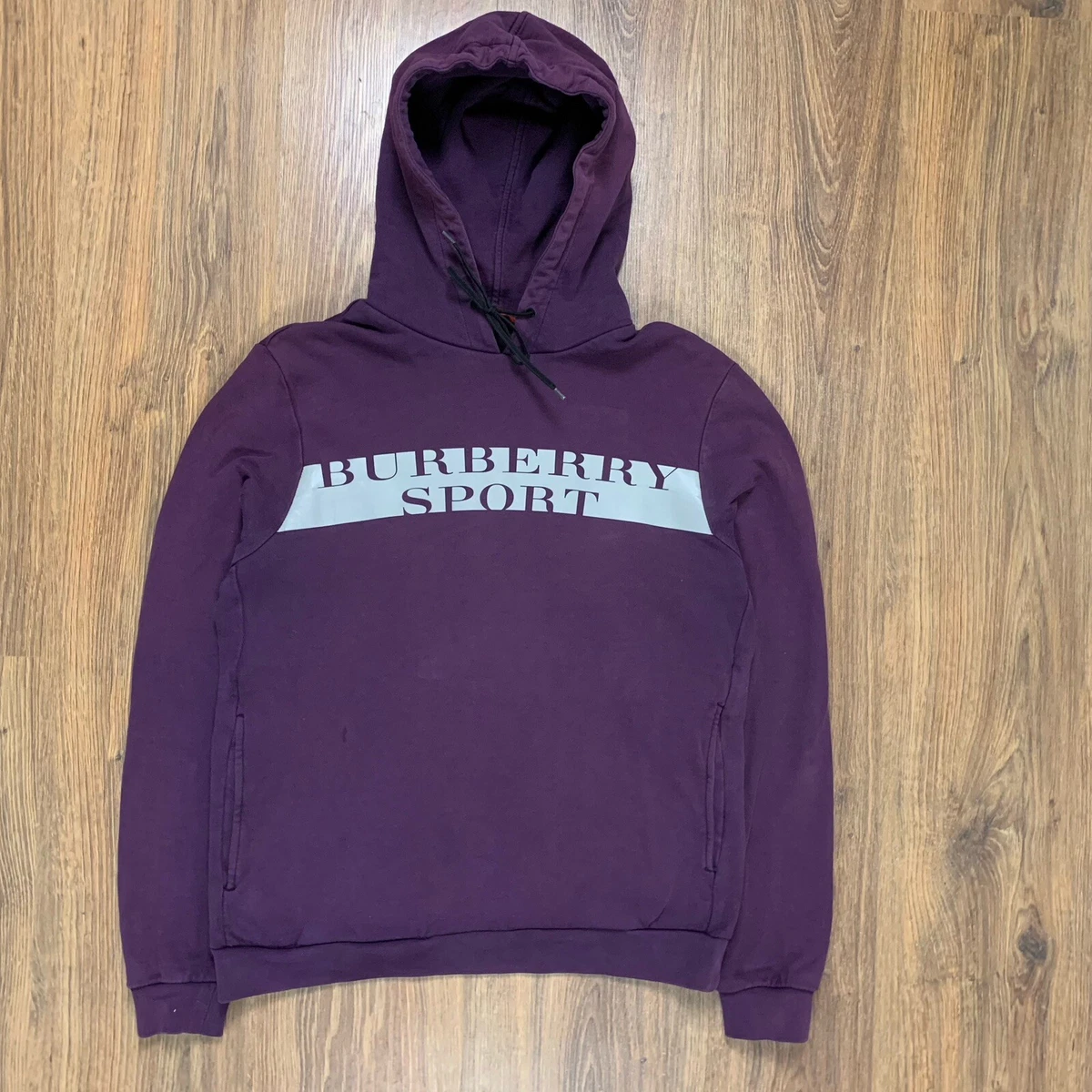 Burberry Sport Reflective Big Logo Cotton Hoodie Purple Size S
