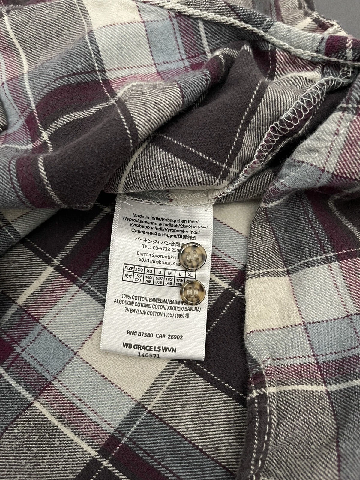 burton long sleeve button down purple shirt