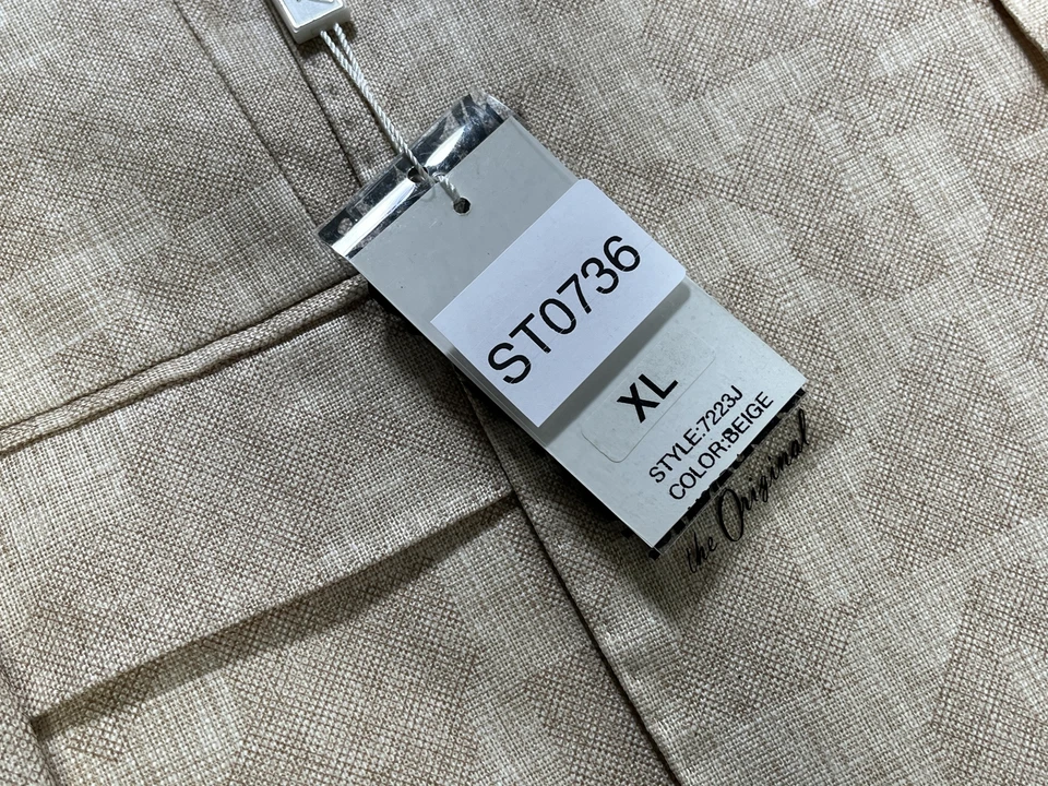 Mens Silver Silk Beige 3 Piece Suit Size XL NEW - Image 3 of 4