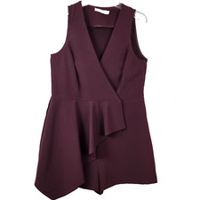 Asos Wrap Front Skort Dress Women's Size 12 Maroon Asymmetric Office Casual