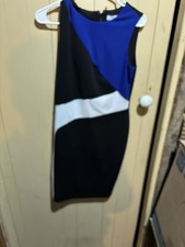 Calvin Klein Blue Black Color block  Ladies Sleeveless Dress - Size 6