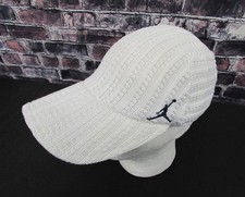Vintage Y2K Nike JORDAN Jumpman Knit Woven Flex Fit Hat Cap M/L White