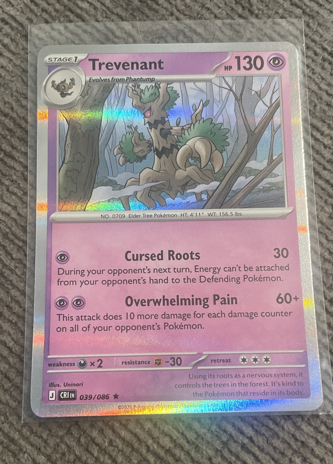 Trevenant 039/086 Me04: Chaos Rising Holo Pokemon Card