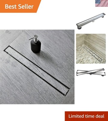 Upgraded 24-Inch Brushed Stainless Steel Linear Shower Drain with Leveling Feet