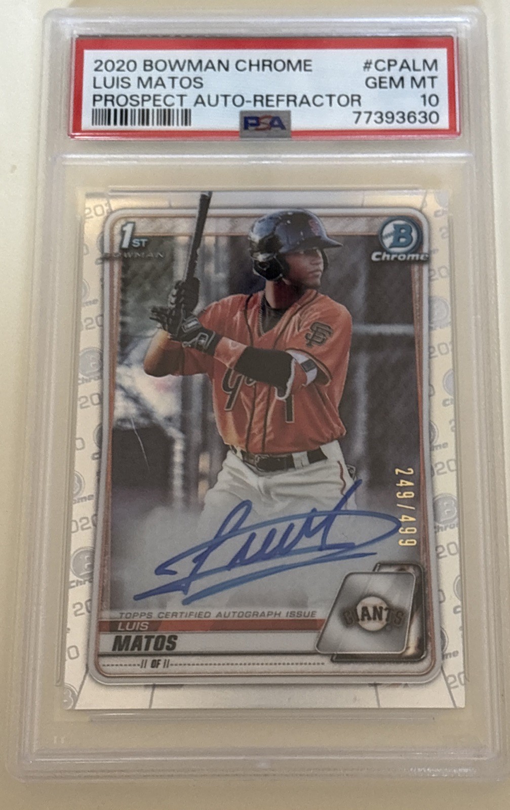 2020 Bowman Chrome - Prospect Autographs Luis Matos #CPA-LM Refractor /499 