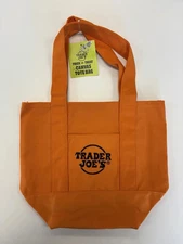Trader Joe's - Limited Mini Halloween Canvas Tote Bag - ORANGE - New